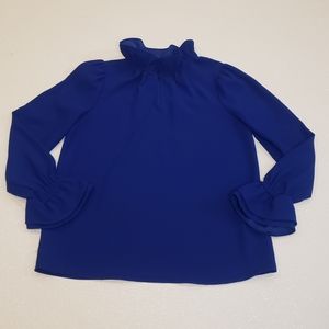 J.Crew Blue Ruffle Neck Blouse